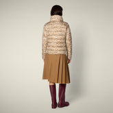 Doudoune pour femme Animal Free modèle Flower avec imprimé léopard brun | Save The Duck