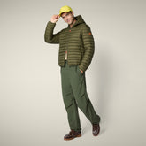 Piumino animal free con cappuccio uomo Donald Verde oliva | Save The Duck