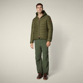 Piumino animal free con cappuccio uomo Donald Verde oliva | Save The Duck