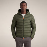 Herren-Steppjacke Donald mit Kapuze in Olivgrün | Save The Duck
