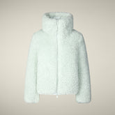 Doudoune pour femme modèle Kennie en shearling Animal Free bleu glacier | Save The Duck
