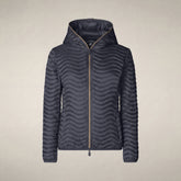 Damen-Steppjacke Melody mit Kapuze in Blau-Schwarz | Save The Duck