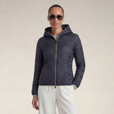 Damen-Steppjacke Melody mit Kapuze in Blau-Schwarz | Save The Duck
