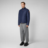 Man's animal free puffer jacket Alexander in navy blue - Icons Man | Save The Duck
