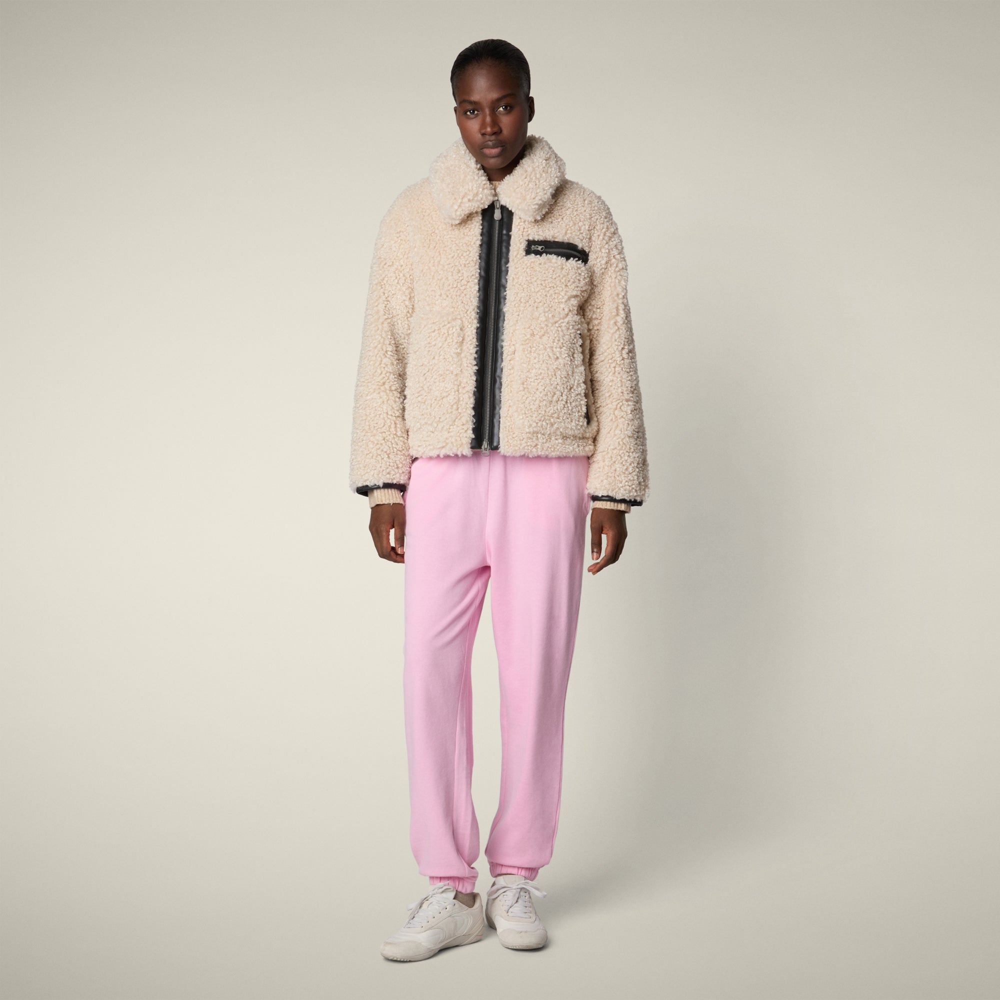 Women's FAUX FUR Jacket Hester in Shore Beige