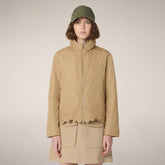 Giacca a vento donna Flo beige con ricamo floreale stardust | Save The Duck