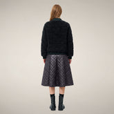 Women's Faux Fur Puffer Jacket in Nori Green | Save The Duck