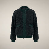 Women's Faux Fur Puffer Jacket in Nori Green | Save The Duck