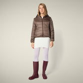 Giacca donna reversibile Laila in pelliccia animal free marrone teddy | Save The Duck