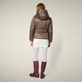 Giacca donna reversibile Laila in pelliccia animal free marrone teddy | Save The Duck