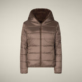 Giacca donna reversibile Laila in pelliccia animal free marrone teddy | Save The Duck