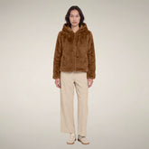 Giacca donna reversibile Laila in pelliccia marrone nocciola - FW26 Woman | Save The Duck