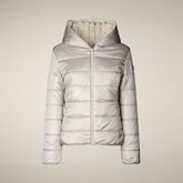 Veste pour femme réversible modèle Este en fourrure Animal Free beige pluvieux | Save The Duck