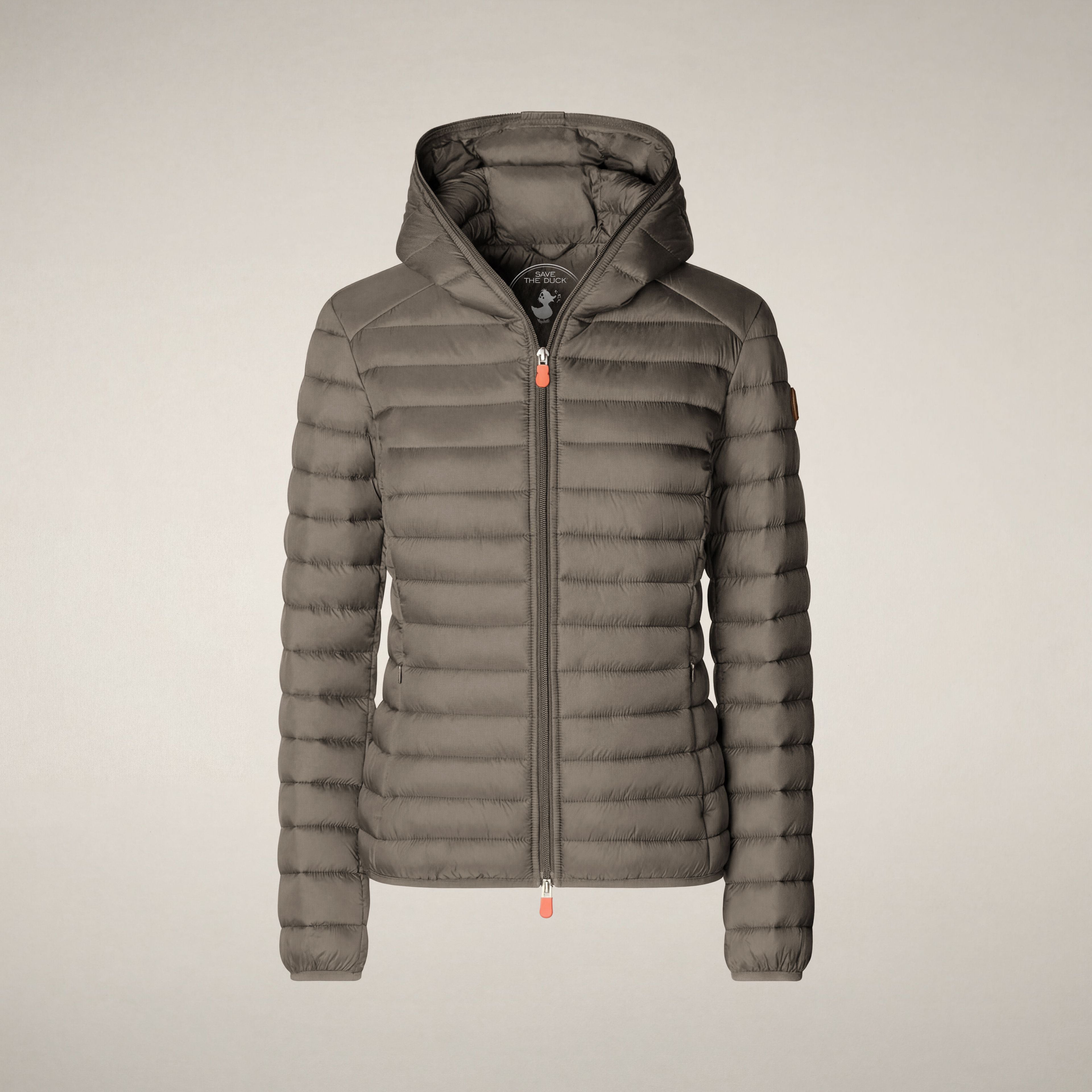 Women's hooded puffer jacket Daisy in elephant grey