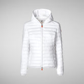 Woman's animal free hooded puffer jacket daisy in white | Save The Duck