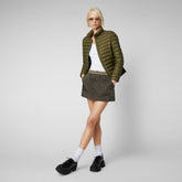 Woman's animal free puffer jacket Carly in dusty olive | Save The Duck