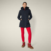 Parka donna animal free Rachel blu nero | Save The Duck