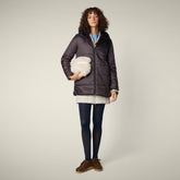 Veste longue pour femme réversible modèle Bridget en fourrure Animal Free brun profond | Save The Duck