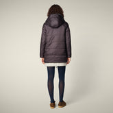 Veste longue pour femme réversible modèle Bridget en fourrure Animal Free brun profond | Save The Duck