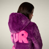 Women's faux fur Coat Hellen in Cyclamen Violet | Save The Duck