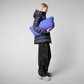 Women's animal free hooded puffer jacket Drimia in blue black | Save The Duck