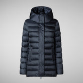 Women's animal free hooded puffer jacket Drimia in blue black | Save The Duck