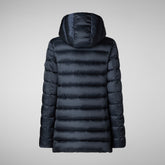 Women's animal free hooded puffer jacket Drimia in blue black | Save The Duck