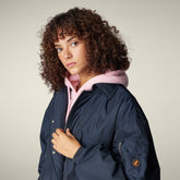 Bomber lungo donna animal free Isa blu nero | Save The Duck