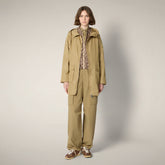 Damen-Langer Windbreaker Diletta in Stardust Beige | Save The Duck