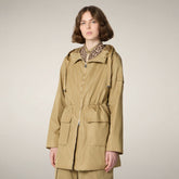 Damen-Langer Windbreaker Diletta in Stardust Beige | Save The Duck