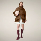 Piumino lungo donna Lydia marrone nocciola | Save The Duck