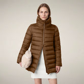 Piumino lungo donna Lydia marrone nocciola | Save The Duck