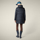 Piumino lungo donna animal free Lydia blu nero - Icons Donna | Save The Duck