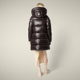 Piumino lungo donna animal free Isabel marrone nero - Icons Donna | Save The Duck