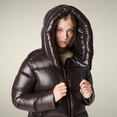 Piumino lungo donna animal free Isabel marrone nero - Icons Donna | Save The Duck