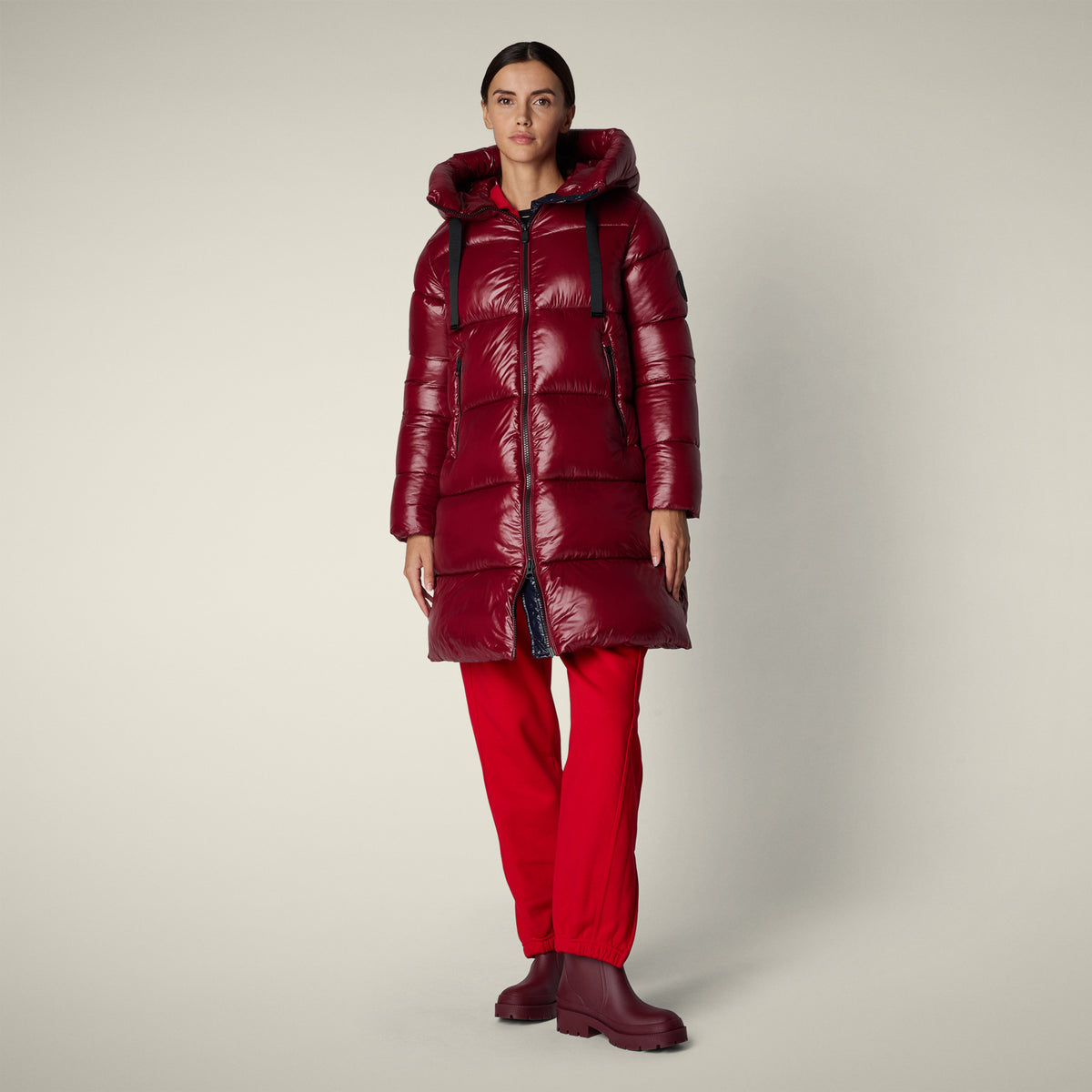 Doudoune longue animal-free Isabel bordeaux pour femme