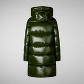 PIUMINO ANIMAL FREE CON CAPPUCCIO DONNA ISABEL VERDE BOSCO | Save The Duck