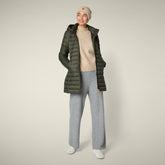 Piumino lungo donna animal free Carol verde terra - Icons Donna | Save The Duck