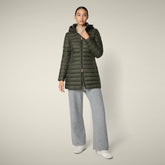 Piumino lungo donna animal free Carol verde terra - Icons Donna | Save The Duck