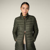 Piumino lungo donna animal free Carol verde terra - Icons Donna | Save The Duck