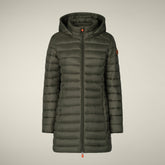 Piumino lungo donna animal free Carol verde terra - Icons Donna | Save The Duck