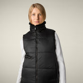 Gilet donna reversibile Nives in pelliccia animal free nero | Save The Duck