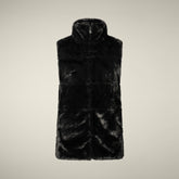 Gilet donna reversibile Nives in pelliccia animal free nero | Save The Duck