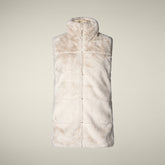 Gilet pour femme réversible modèle Nives en fourrure Animal Free beige sable | Save The Duck