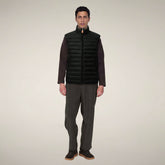 Men's Puffer Vest Rupert in Green Black | Save The Duck