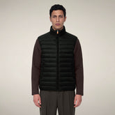 Men's Puffer Vest Rupert in Green Black | Save The Duck