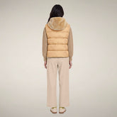 Women's Faux Fur Puffer Vest Cassandra in Stone Beige - Preview FW26 Woman | Save The Duck