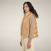 Women's Faux Fur Puffer Vest Cassandra in Stone Beige | Save The Duck