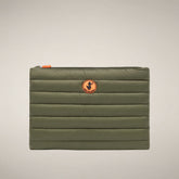 Unisex Quilted Pouch Shaula in Dusty Olive - Collection Icon | Save The Duck