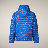 Boys’ puffer jacket Bron with letters print on Blue | Save The Duck